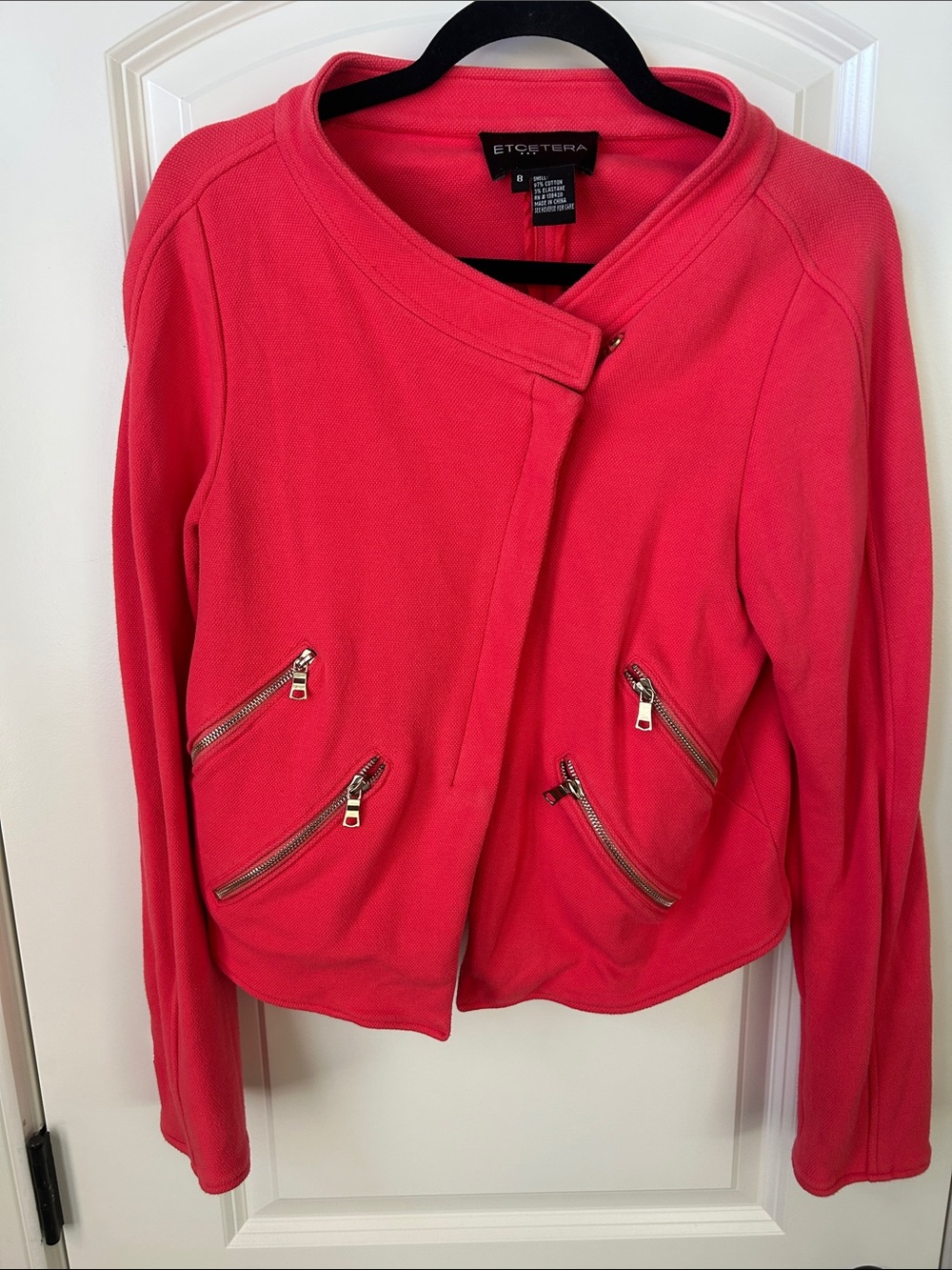 Etcetera Coral-Pink Asymmetric Zip Jacket